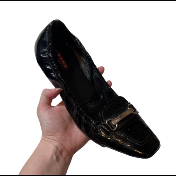 Prada Shoes - Prada Loafers Black Leather Square Toe Ballet Flats ITALY SIZE 38.5eu 8.5us.